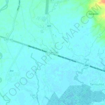 Mapa topográfico Libertad, altitud, relieve