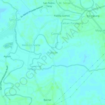 Mapa topográfico Bolosan, altitud, relieve