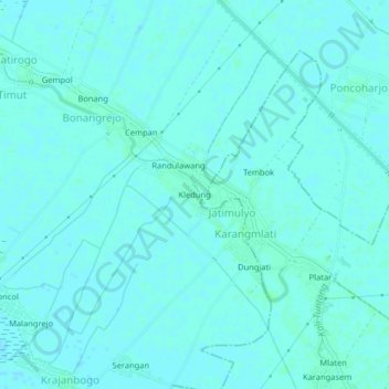 Mapa topográfico Kledung, altitud, relieve