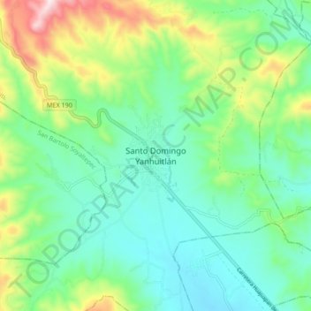 Mapa topográfico Santo Domingo Yanhuitlán, altitud, relieve