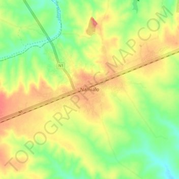 Mapa topográfico Namialo, altitud, relieve