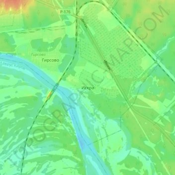 Mapa topográfico Искра, altitud, relieve