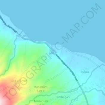 Mapa topográfico Duka, altitud, relieve