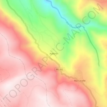 Mapa topográfico Avelino, altitud, relieve