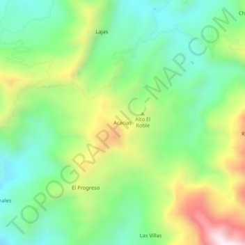 Mapa topográfico Acacias, altitud, relieve