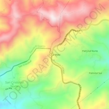 Mapa topográfico Casa Mata, altitud, relieve