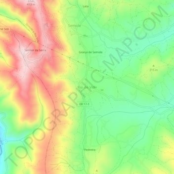Mapa topográfico Rio de Vide, altitud, relieve