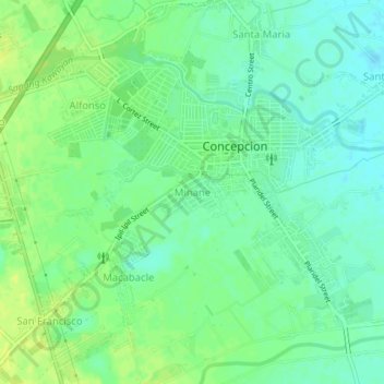 Mapa topográfico Minane, altitud, relieve