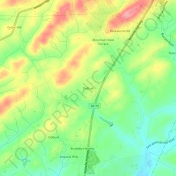 Mapa topográfico DeBusk, altitud, relieve