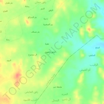 Mapa topográfico Uqbah, altitud, relieve