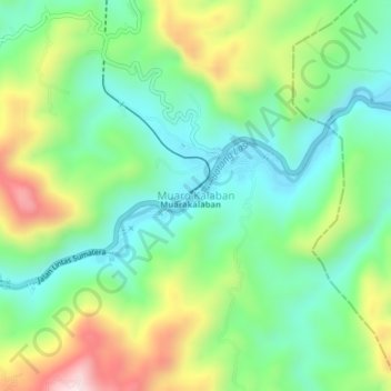 Mapa topográfico Muaro Kalaban, altitud, relieve