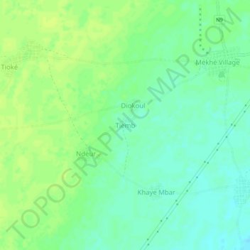 Mapa topográfico Tiemb, altitud, relieve