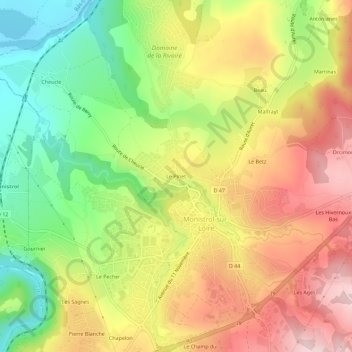 Mapa topográfico Le Pinet, altitud, relieve