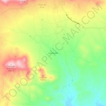 Mapa topográfico Los Chulos, altitud, relieve