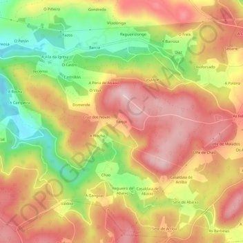 Mapa topográfico Fercoi, altitud, relieve