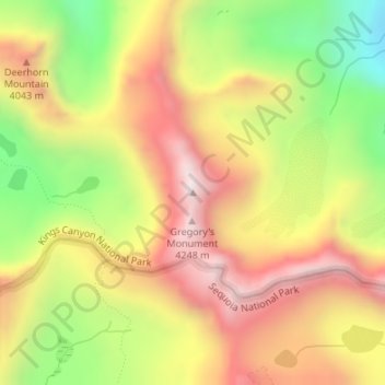 Mapa topográfico Mount Stanford, altitud, relieve
