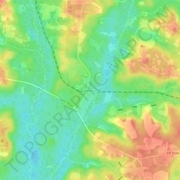 Mapa topográfico Jamieson, altitud, relieve