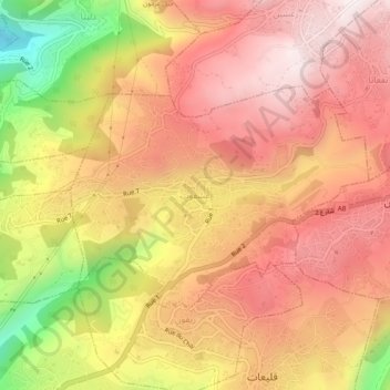 Mapa topográfico Ashqout, altitud, relieve
