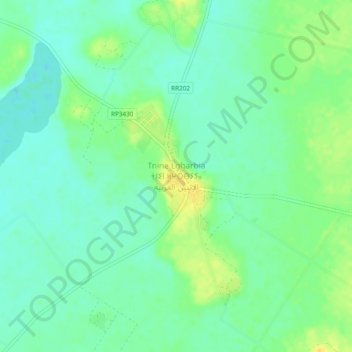 Mapa topográfico Tnine Lgharbia, altitud, relieve