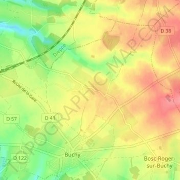 Mapa topográfico La Fresnaye, altitud, relieve