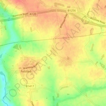 Mapa topográfico Watch House Green, altitud, relieve