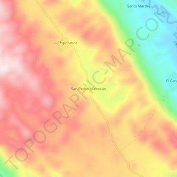 Mapa topográfico San Pedro Michocán, altitud, relieve