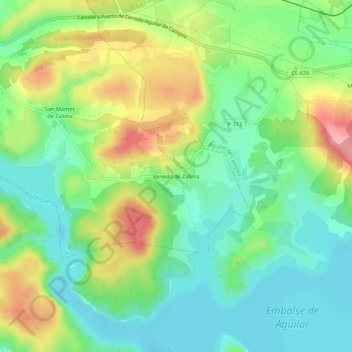 Mapa topográfico Renedo de Zalima, altitud, relieve