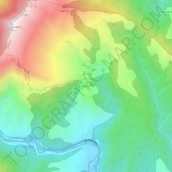 Mapa topográfico Ascaso, altitud, relieve