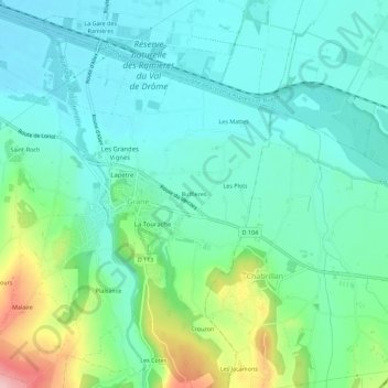 Mapa topográfico Buffieres, altitud, relieve