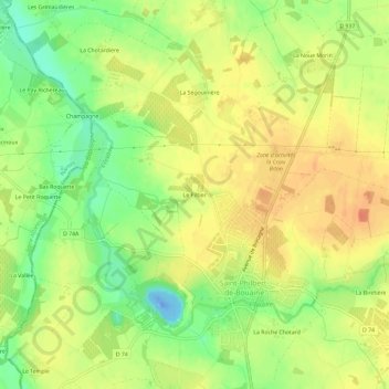 Mapa topográfico Le Piltier, altitud, relieve