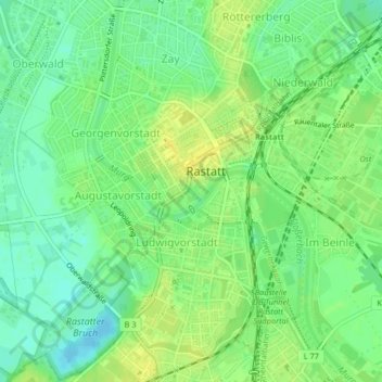 Mapa topográfico Murgpark, altitud, relieve