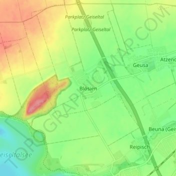 Mapa topográfico Blösien, altitud, relieve