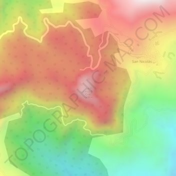 Mapa topográfico Cerro El Cirio, altitud, relieve