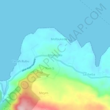Mapa topográfico Meidogda, altitud, relieve