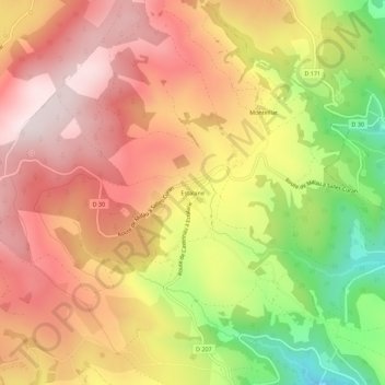 Mapa topográfico Estalane, altitud, relieve
