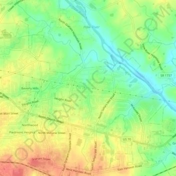 Mapa topográfico Fairchild Heights Subdivision, altitud, relieve