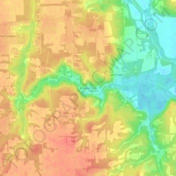 Mapa topográfico Brooks Point, altitud, relieve