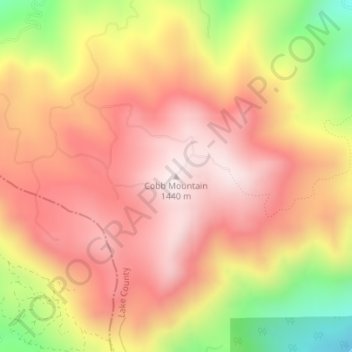 Mapa topográfico Cobb Mountain, altitud, relieve