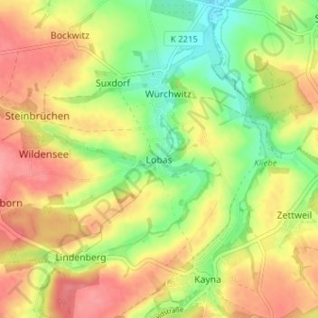 Mapa topográfico Lobas, altitud, relieve