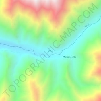 Mapa topográfico Cuco, altitud, relieve