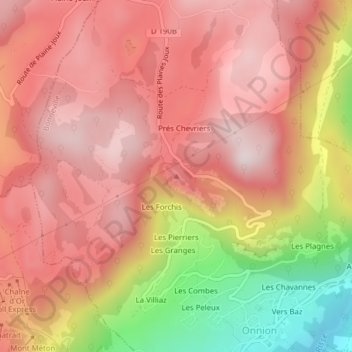 Mapa topográfico Rocher Blanc, altitud, relieve