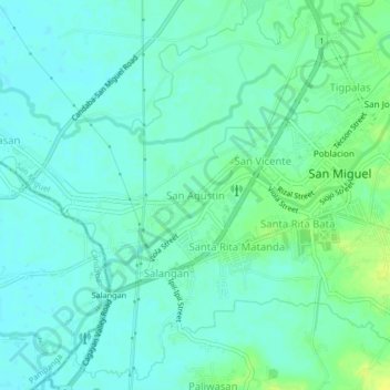 Mapa topográfico San Agustin, altitud, relieve