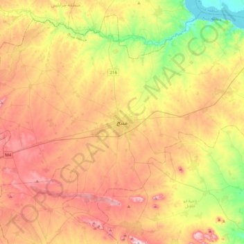 Mapa topográfico Manbij, altitud, relieve
