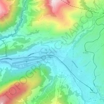 Mapa topográfico Gessenay, altitud, relieve