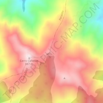Mapa topográfico Cerro Caneten, altitud, relieve