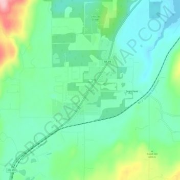 Mapa topográfico Sagle, altitud, relieve