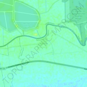Mapa topográfico Río Rico, altitud, relieve