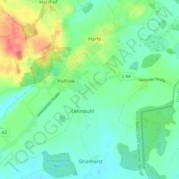 Mapa topográfico Trömbek, altitud, relieve