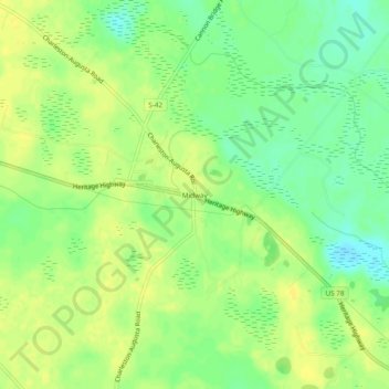 Mapa topográfico Midway, altitud, relieve