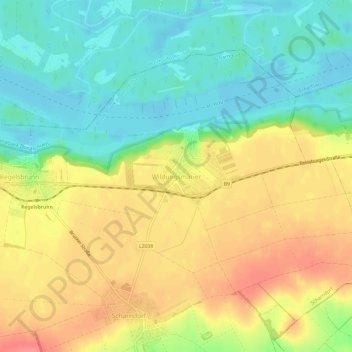 Mapa topográfico Wildungsmauer, altitud, relieve